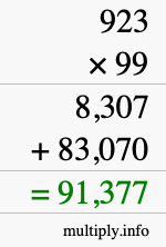 How to calculate 923 times 99 using long multiplication