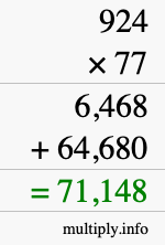 How to calculate 924 times 77 using long multiplication How to calculate 924 times 77 using long multiplication