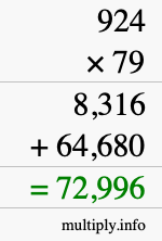 How to calculate 924 times 79 using long multiplication