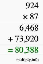 How to calculate 924 times 87 using long multiplication