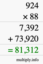 How to calculate 924 times 88 using long multiplication
