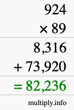 How to calculate 924 times 89 using long multiplication