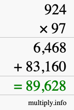How to calculate 924 times 97 using long multiplication
