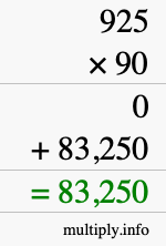 How to calculate 925 times 90 using long multiplication How to calculate 925 times 90 using long multiplication
