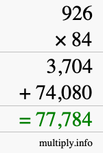 How to calculate 926 times 84 using long multiplication