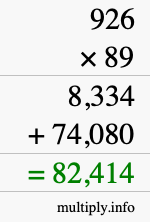 How to calculate 926 times 89 using long multiplication