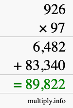 How to calculate 926 times 97 using long multiplication