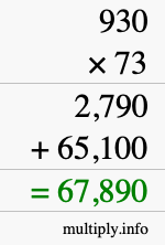How to calculate 930 times 73 using long multiplication