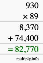How to calculate 930 times 89 using long multiplication