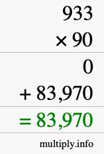 How to calculate 933 times 90 using long multiplication