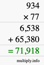 How to calculate 934 times 77 using long multiplication How to calculate 934 times 77 using long multiplication