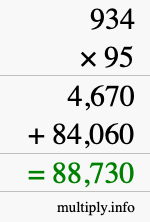 How to calculate 934 times 95 using long multiplication