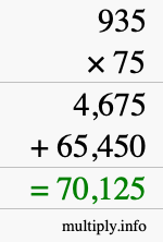 How to calculate 935 times 75 using long multiplication