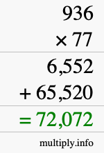 How to calculate 936 times 77 using long multiplication How to calculate 936 times 77 using long multiplication