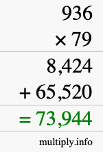 How to calculate 936 times 79 using long multiplication
