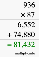 How to calculate 936 times 87 using long multiplication