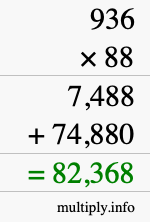 How to calculate 936 times 88 using long multiplication