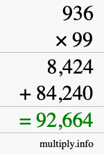 How to calculate 936 times 99 using long multiplication