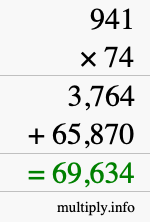 How to calculate 941 times 74 using long multiplication How to calculate 941 times 74 using long multiplication