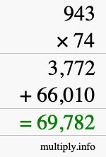 How to calculate 943 times 74 using long multiplication How to calculate 943 times 74 using long multiplication