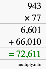 How to calculate 943 times 77 using long multiplication How to calculate 943 times 77 using long multiplication