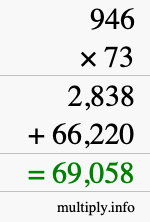 How to calculate 946 times 73 using long multiplication