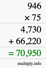How to calculate 946 times 75 using long multiplication