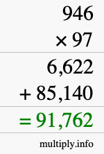 How to calculate 946 times 97 using long multiplication