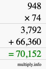 How to calculate 948 times 74 using long multiplication How to calculate 948 times 74 using long multiplication