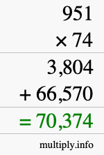 How to calculate 951 times 74 using long multiplication How to calculate 951 times 74 using long multiplication