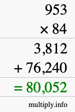How to calculate 953 times 84 using long multiplication