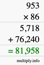 How to calculate 953 times 86 using long multiplication