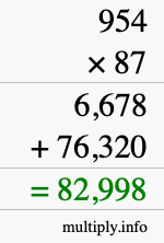 How to calculate 954 times 87 using long multiplication