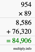 How to calculate 954 times 89 using long multiplication