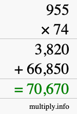 How to calculate 955 times 74 using long multiplication How to calculate 955 times 74 using long multiplication