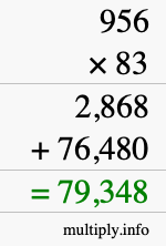 How to calculate 956 times 83 using long multiplication