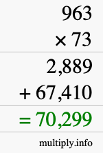 How to calculate 963 times 73 using long multiplication