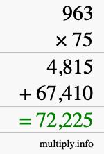 How to calculate 963 times 75 using long multiplication