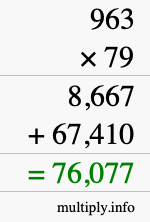 How to calculate 963 times 79 using long multiplication