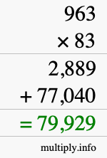 How to calculate 963 times 83 using long multiplication