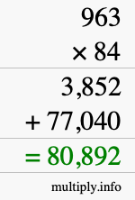How to calculate 963 times 84 using long multiplication