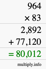 How to calculate 964 times 83 using long multiplication
