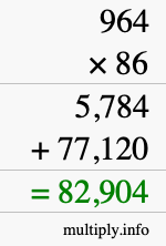 How to calculate 964 times 86 using long multiplication
