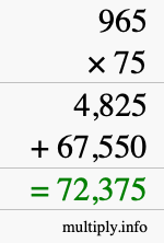 How to calculate 965 times 75 using long multiplication