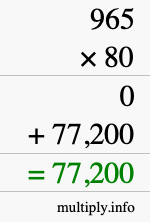 How to calculate 965 times 80 using long multiplication