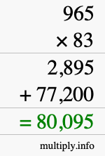 How to calculate 965 times 83 using long multiplication