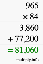 How to calculate 965 times 84 using long multiplication