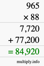 How to calculate 965 times 88 using long multiplication