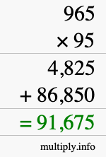 How to calculate 965 times 95 using long multiplication