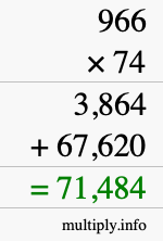 How to calculate 966 times 74 using long multiplication
